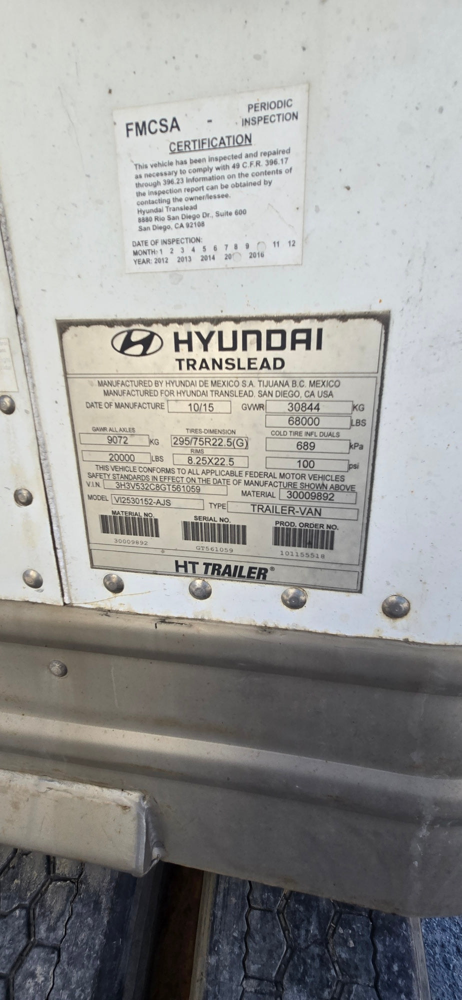 2016 Hyundai 53' dry van #5349